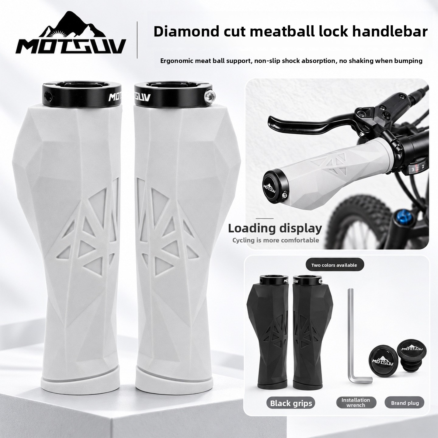 Commuter Bike Lock - マウンテンバイク用TPE製ハンドルカバー、ダイヤモンドカット加工の肉球型ハンドルロック、汎用自転車用ハンドルグリップカバー、自転車用グリップ