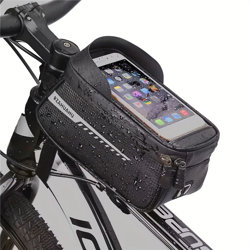 Cycling Commute Bag - ファッショナブルな黒い自転車用携帯電話ホルダーバッグ - 耐久性のあるEVA素材製、調節可能なショルダーストラップとレインカバー付き