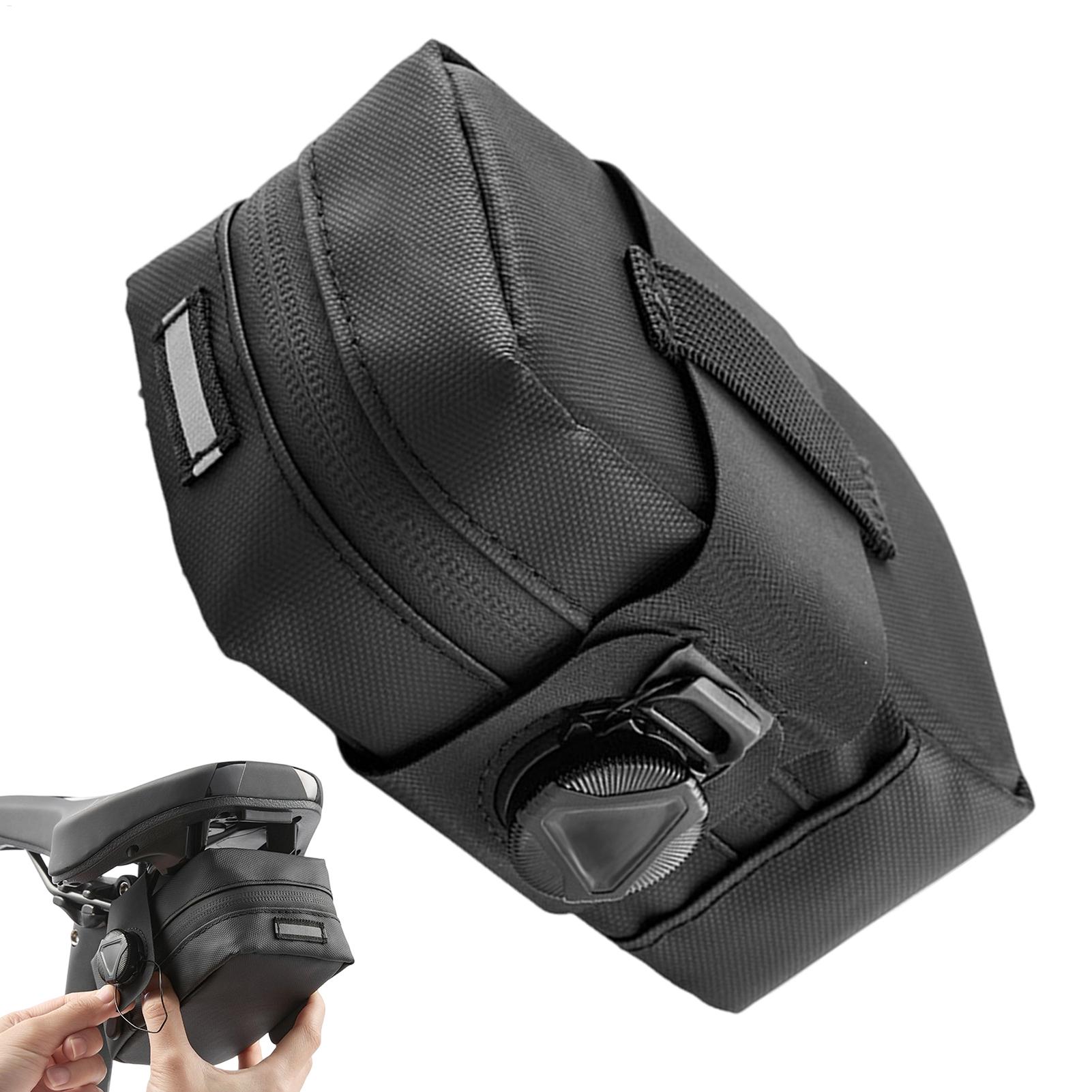 Saddle Bag Under Seat - 自転車用サドルバッグ、回転式ロック付きシート下収納ポーチ、防水サイクリングサドルバッグ、携帯電話、テールフレーム、荷物、工具用