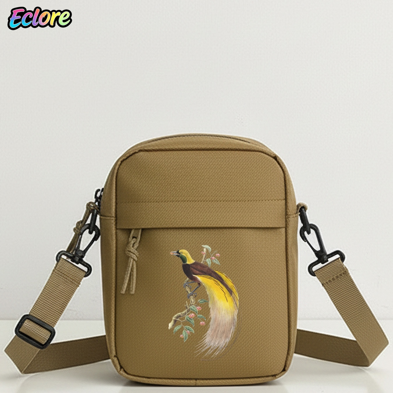 Cycling Commute Bag - パラダイスバードフローラルプリントショルダーバッグ男性用調節可能なストラップジッパーカジュアル通勤デートパーティー旅行サイクリング学校