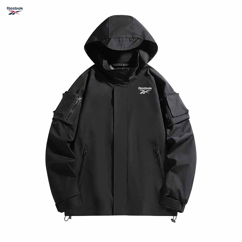 Cycling Rain Jacket Commute - リーボック ロゴ メンズ アウトドア サイクリング フード付き防風ジャケット。