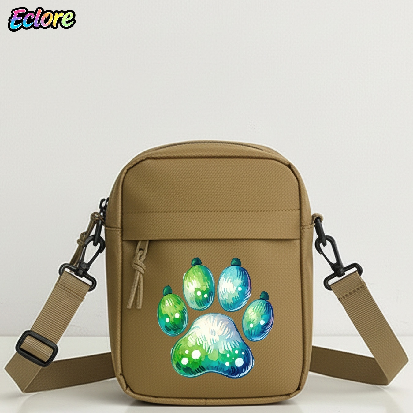 水彩画の動物の足跡柄ショルダーバッグ、取り外し可能なストラッ - Cycling Commute Bag のレビューと価格